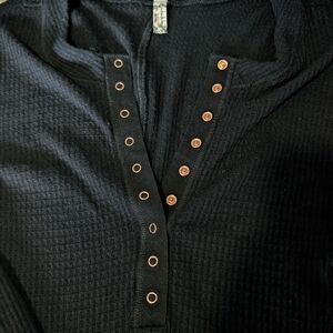 Free People Black Button Down Shirt